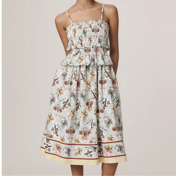 Anthropologie Dresses & Skirts - Anthropologie Floral Animal Patterned Smocked Midi Dress